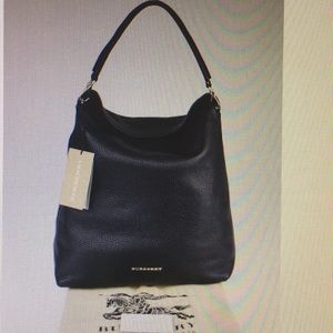 Authentic Burberry Leather Cale Medium Hobo Bag.
